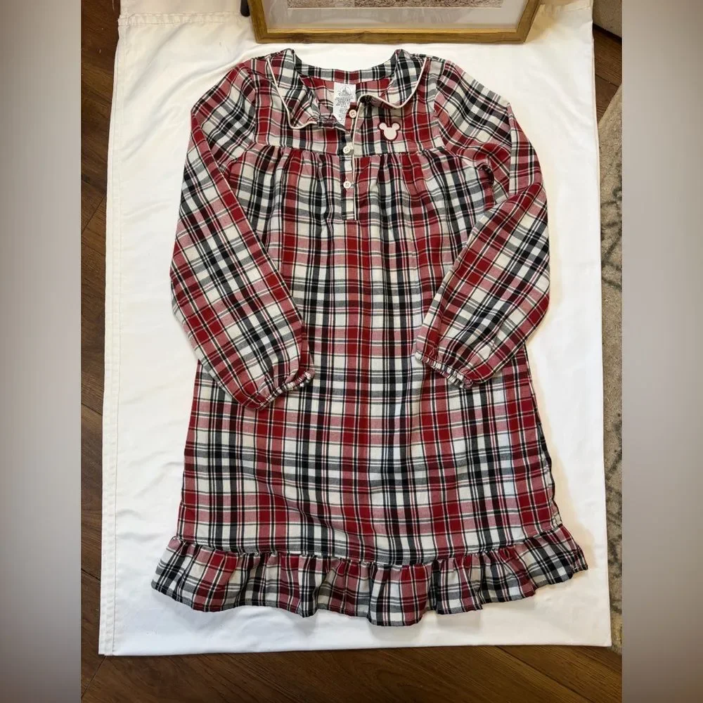Girls Disney size 11/12 Mickey flannel red plaid nightgown - Picture 1 of 7